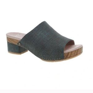 DANSKO‎ $150 Maci Wooden Slide Sandal Teal Textured EU Size 40 / US 9.5-10